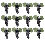 12 Clusters (With 612 Grapes) 7" Artificial Grapes with Leaves Burgundy 2 Tone