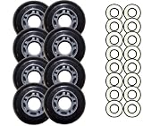 Black 72mm 82A Inline OUTDOOR Skate Wheels + ABEC 9'S