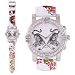 Designer Watches - Designer Style Tatto Watch Wide Strap Tigers Skulls Roses ~Choice of Colors~, White