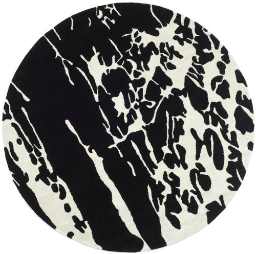 Safavieh Soho Collection SOH326A Handmade Black and White New Zealand Wool Round Area Rug, 6-Feet Round