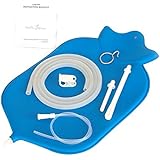 The HealthAndYoga(TM) Enema Bag - Large (4 Quart) for Deep Enemas | Open Fountain Top for Easy Cleaning & Hygiene - No Leaky Adapters or Bottle Converters; Hangs Upright - Blue