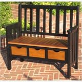 Acacia Patio Stain Bench with 3 Drawers Color: Stain