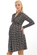 The Olian Shirred V-Neck Knot Front Print Dress