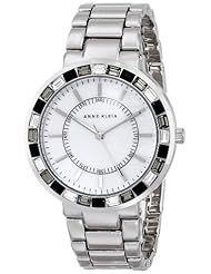 Anne Klein Womens AK/1697MPSV Swarovski Crystal Accented Silver-Tone Bracelet Watch