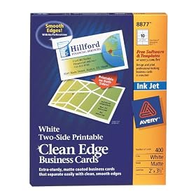 Avery Two-Side Printable Clean Edge Business Cards for Inkjet Printers, Matte, White, Box of 400 (08877)