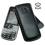Nokia 2700 Classic - Leder Etui Tasche (Original SunCase) *Lasche mit Rueckzugfunktion* - in der Farbe Schwarz