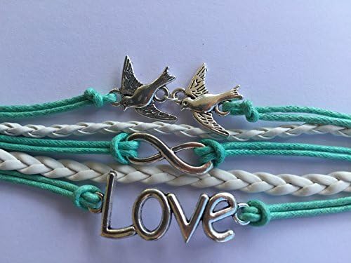 Inspiring Summer Fashion Infinite-Love Charm Bracelet (Aqua Birds-Infinity-Love)