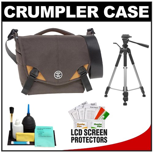 Crumpler 5 Million Dollar Home Photo/Video Camera Bag/Case (Brown/Orange) with Tripod + Accessory Kit for Canon Rebel XSi, XS, T1i, T2i, 50D, 7D, Nikon D40, D60, D3000, D5000, D90, D300, D300s, D700, Olympus Evolt E-30, E-450, E-520, E-620, and Sony Alpha A290, A390, A450, A500, A550, A700 Digital SLR Cameras