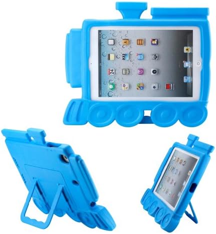 Blue Children Safe Kids Friendly Protective Foam Train Shape Case Cover Stand for iPad Mini and iPad Mini with Retina Display