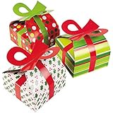3D Christmas Gift Boxes With Bow - Party Favor & Goody Bags & Paper Goody Bags & Boxes; 12 Pack