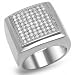 Platinum Plated Square Shaped Round White CZ Cubic Zirconia Mens Flashy Hip Hop Iced Pinky Ring (0.87 inch wide)
