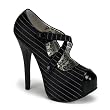 5 3/4 Inch Heel Sexy Maryjane Platforms Criss Cross Straps Closed Toe Pump Style Black White