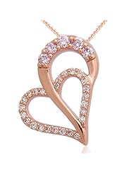10k Rose Gold Heart Fancy Light Pink and White Diamond Pendant Necklace(Fancy Light Pink,VS2-SI1,0.26carat)