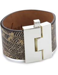 Leighelena "Jigsaw" Beige Marked Lizard Wide Bracelet