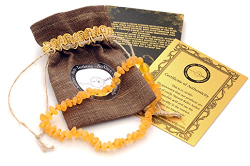 Baltic Amber Teething Necklace For Babies (Unisex)- Drooling Problem & Pain Reduce Properties. Certification Guaranteed - Nature Made - Highest Quality Handmade Jewelry. Mothers Approved Remedies.