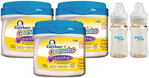 Gerber Graduates Soothe Infant & Toddler Formula (3 Pack) with Born Free Classic 9 Ounce Set