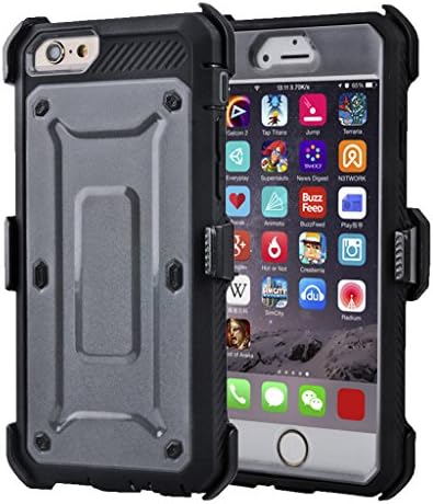 iPhone 6 Case, Qcute Apple [Heavy Duty] Shakeproof Crashproof Dirt Proof Tough Case Built-in HD Clear Screen Protector Hybrid Hard/Soft For iPhone 6 Case 4.7 inch (Gray)