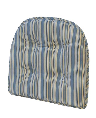 Seat Cushion:Klear Vu 414114-09 Gripper Cottage Stripe Chairpad, Blue Images