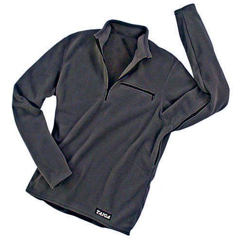 TAIGA Men's Polartec Microfleece SPORT Long-sleeved Zip Sports Shirt, Black, MADE IN CANADA
