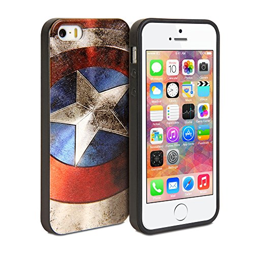 iPhone 5S Case,GMYLE Snap Cover Coated for iPhone 5 5S - Captain US Image Slim Fit Snap On Protective Hard Shell Back Case