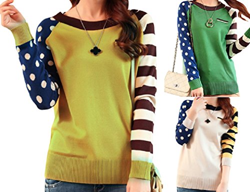 【ARINCO】 カジュアル 袖 異デザイン スタイリッシュ レディース スプリング ニット セーター 選べる カラー ３色