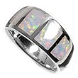 Sterling Silver Lab Created Opal Ring - 5mm Band Width - 10mm Face Height - Sizes: 5-9 Sterling Silver Lab Created Opal Ring - 5mm Band Width - 10mm Face Height - Sizes: 5-9