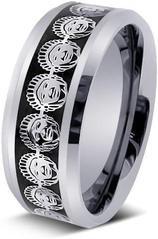 9MM Men's Tungsten Carbide 3D American Indian Chief Inlay Wedding Band Ring (9)