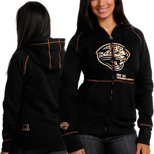Jacksonville Jaguars Ladies Black Metallic Raglan Pullover Hoodie (Large)