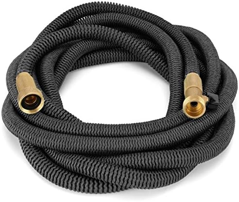 Waterree Tm 40 Feet Expandable Garden Hose - NEW 2016 Super Strong Construction- Strong Webbing -Solid Brass End + 9 Function Spray Nozzle And Shut-Off Valve, Black