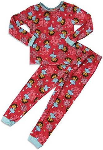 Dora the Explorer by Nickelodeon - Little Girls' Long Sleeve Dora Thermal Pajamas, Strawberry 23253-8