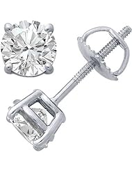 14k White Gold, Round, Diamond Stud Earrings (1.50 cttw F-G Color, SI2 Clarity)