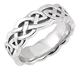 14K. White Gold Celtic Knot Design Comfort Fit Wedding Band