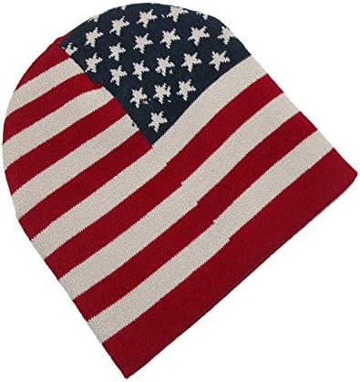 Cilla Collection Unisex Vintage American Flag Winter Stocking Cap Beanie Hat, American Flag