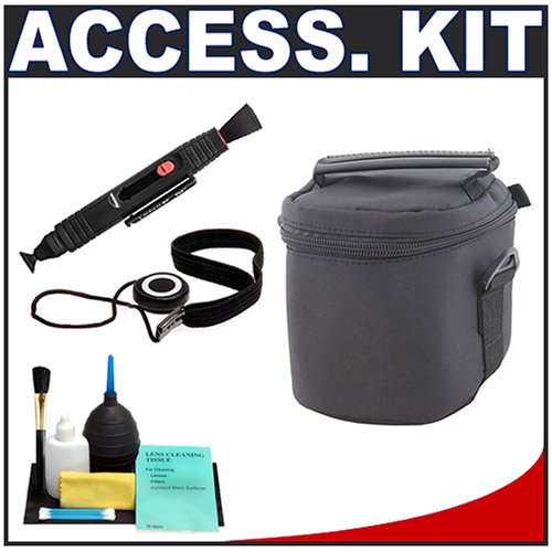 Precision Design Padded Soft Lens Case for Small Sized Lenses up to 3.75 / 9.5cm with LensPen + Accessory Kit