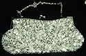 Silver Color Beaded Handbag with Sequins - Handmade Evening Purse
