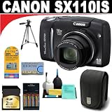 cheap Canon Powershot SX110IS 9MP Digital Camera with 10x Optical Image Stabilized Zoom (Black) + Advanced DB ROTH Accessory Kit