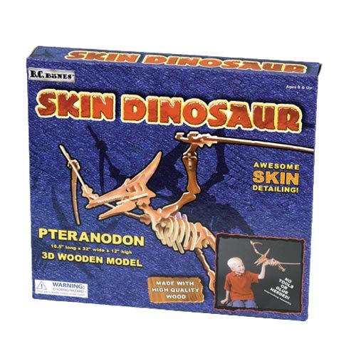 51DYQ4AYFGL Toy Smith 3D Wooden Pteranodon Skin Dinosaur