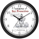 Habit 1 - Proactive Man (Spanish Text) - Wall Clock from THE 7 HABITS - CLOCK COLLECTION by WatchBuddy Timepieces (Slate Blue Frame)