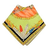 Versace - Versace Indian Chief Orange & Pistachio Printed Silk Square Scarf