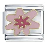 Pink Flower Italian Charms Bracelet Link
