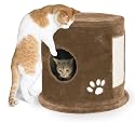 Lazy Pet Plush Single Cat Condo, Tan