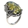 Green Amber and Sterling Silver Large Ring Sizes 5,6,7,8,9,10,11,12