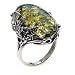 Green Amber and Sterling Silver Large Ring
