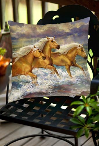 Thumbprintz Square Indoor/Outdoor Pillow, 16-Inch, Fanta Sea Ponies