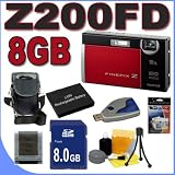 Fujifilm Finepix Z200FD Black & Red 10.0MP 5x Optical Zoom Digital Camera Fuji 15830955 8GB SDHC Memory Card Plus MORE BigVALUEInc Saver Accessory Bundle