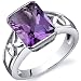 Large Radiant Cut 2.75 carats Amethyst Solitaire Ring in Sterling Silver Rhodium Finish Size 5, Available in Sizes 5 thru 9