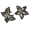 2 tlg. Set Schmetterling / Bl�te B�gelbild Aufn�her Applikation schwarz grau
