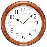 Seiko QXA129BLH Wall Clock Dark Brown Solid Oak Case - Decorative Wall Clocks