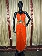Orange Bra Choli Hip Wrap Scarf Coin Bellydance Costume M