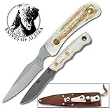 Knives of Alaska Alpha Wolf Drop Point D2 Stag Hunter Knife Combo